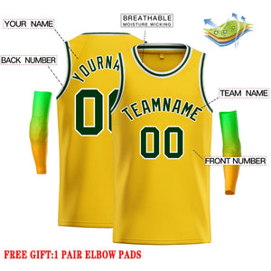 Custom Yellow Green-White Classic Tops Casual Basketball Jersey