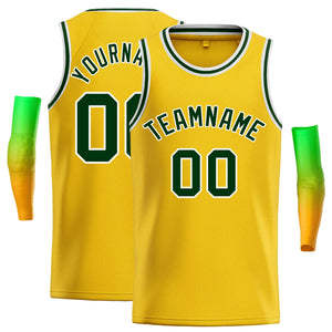 Custom Yellow Green-White Classic Tops Casual Basketball Jersey