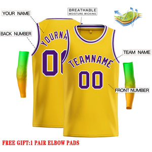 Custom Yellow Purple-White Classic Tops Casual Basketball Jersey