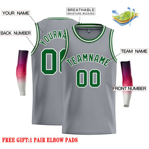 Custom Dark Gray Green-White Classic Tops Casual Basketball Jersey