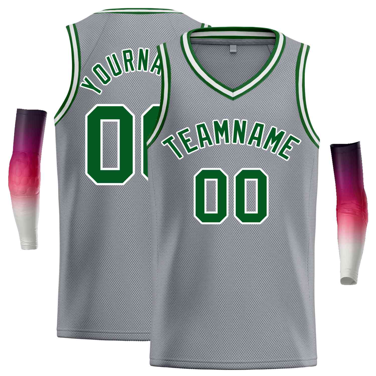 Custom Dark Gray Green-White Classic Tops Men Casual Basketball Jersey