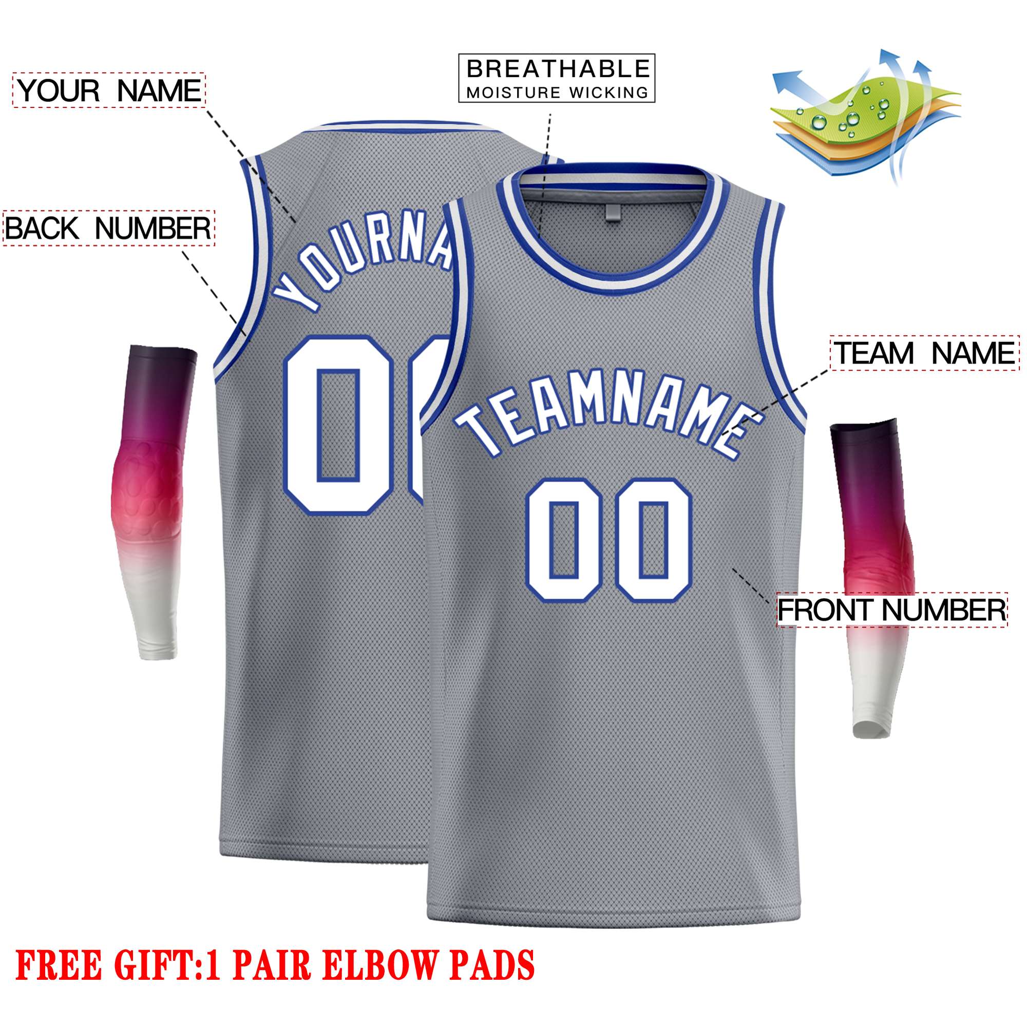 Custom Dark Gray White-Royal Classic Tops Casual Basketball Jersey