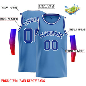 Custom Light Blue Blue-White Classic Tops Casual Basketball Jersey