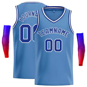 Maillot de basket-ball décontracté pour hommes, haut classique bleu clair personnalisé