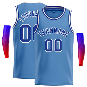 Custom Light Blue Blue-White Classic Tops Casual Basketball Jersey