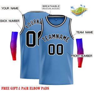 Custom Light Blue Black-White Classic Tops Casual Basketball Jersey