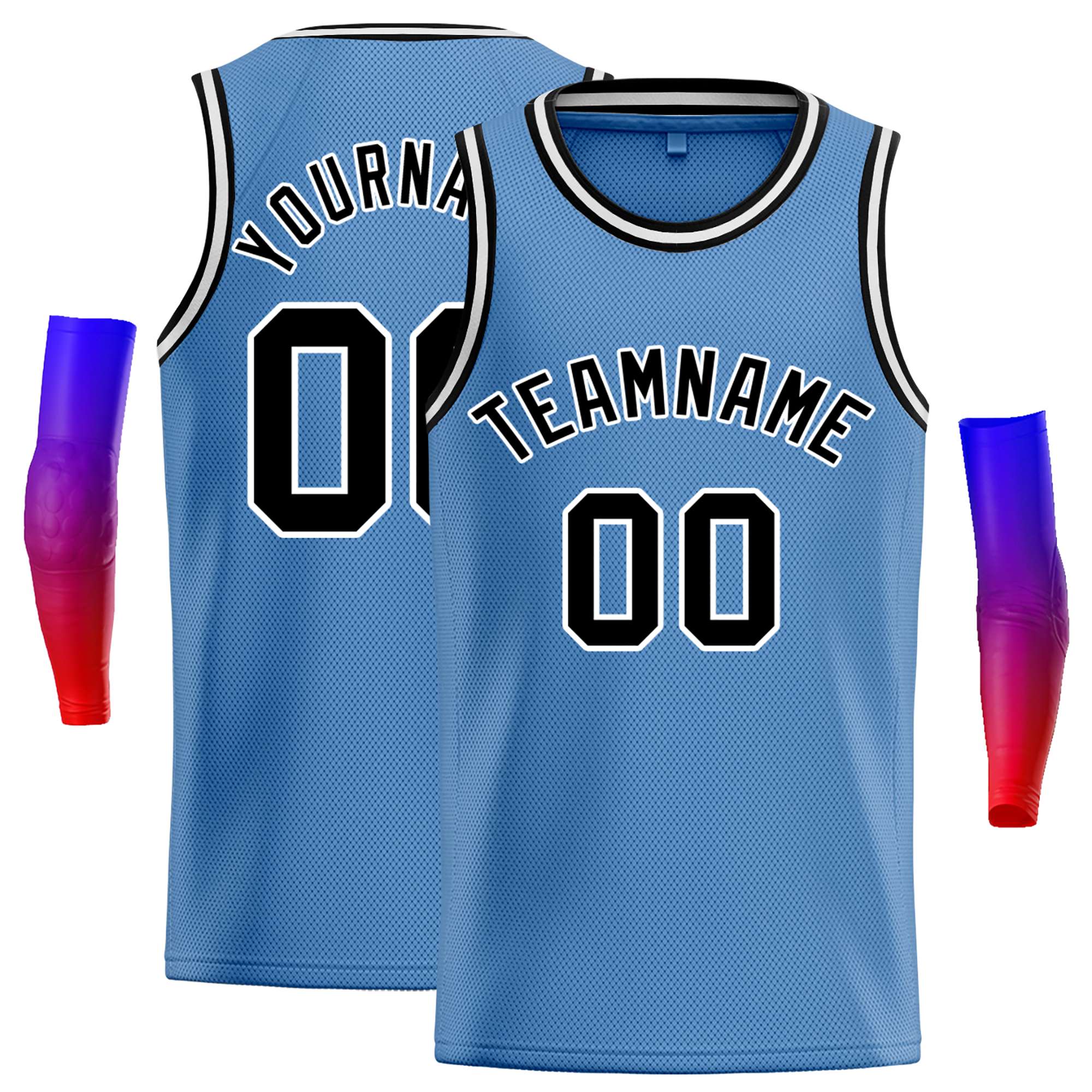 Custom Light Blue Black-White Classic Tops Casual Basketball Jersey