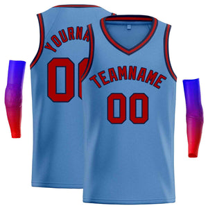 Maillot de basket-ball décontracté pour hommes, bleu clair personnalisé, Maroon-Navv, hauts classiques