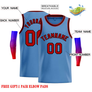 Custom Light Blue Red-Black Classic Tops Casual Basketball Jersey