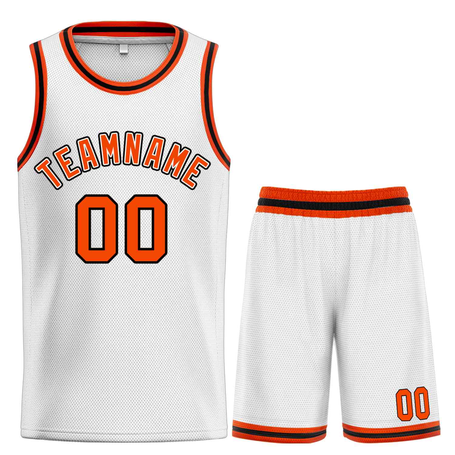 Custom White Orange-Black Classic Sets Curved Basketball Jersey