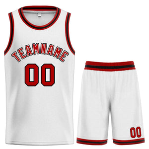 Custom White Maroon-Black Classic Sets Curved Basketball Jersey