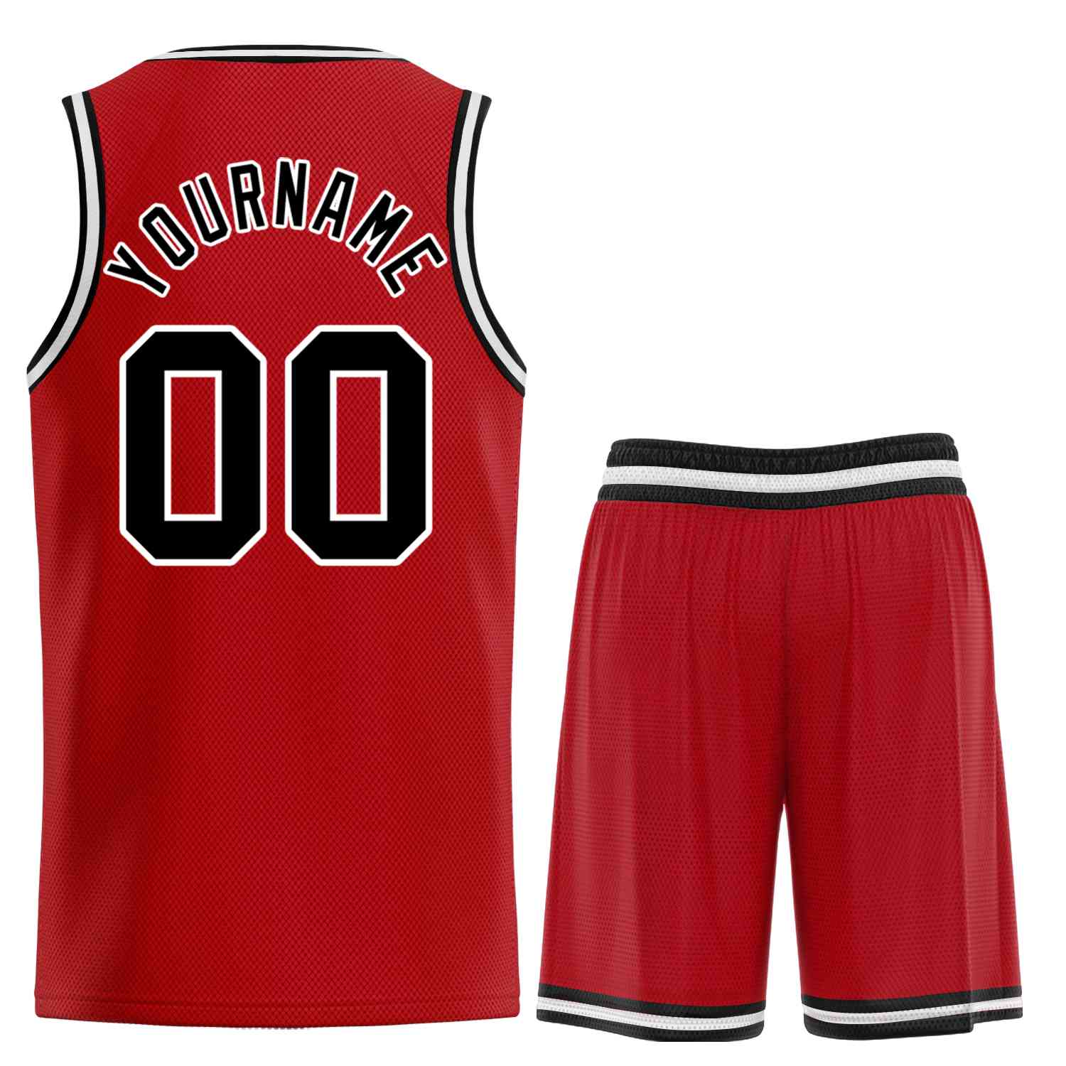 Maillot de basket-ball incurvé personnalisé, rouge, noir et blanc, ensembles classiques