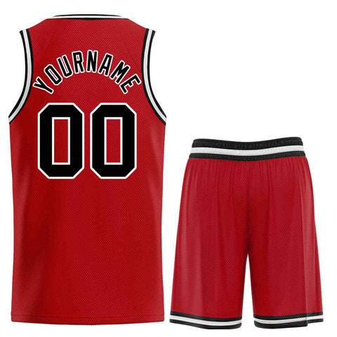 Custom Red Black-White Classic Sets Curved Basketball Jersey