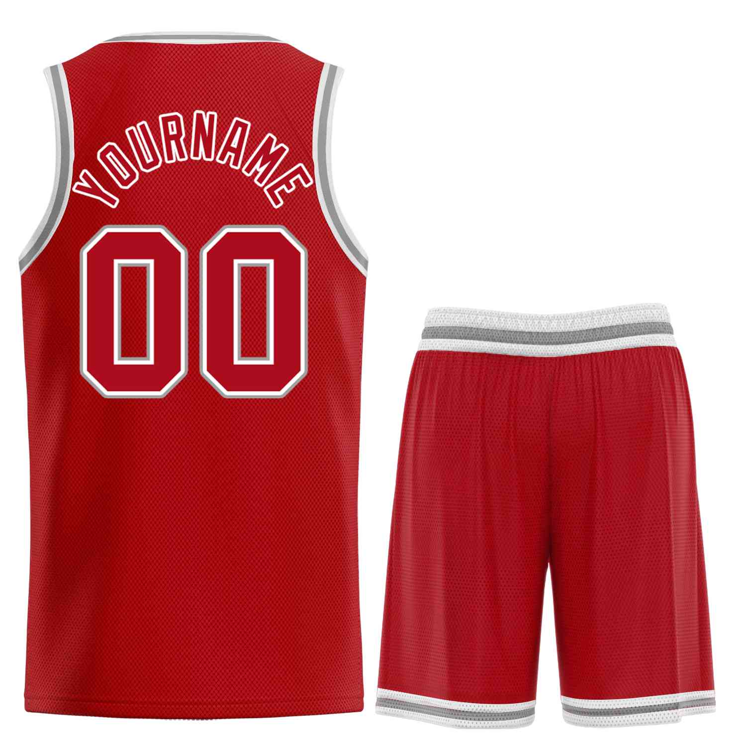 Maillot de basket-ball incurvé personnalisé rouge blanc-classique