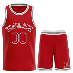 Custom Red White-Classic Sets Curved Basketball Jersey