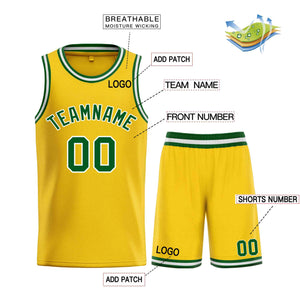 Custom Yellow Green-White Bull Classic Sets Basketball Jersey