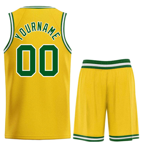 Custom Yellow Green-White Bull Classic Sets Basketball Jersey