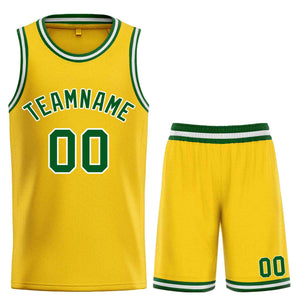 Custom Yellow Green-White Bull Classic Sets Basketball Jersey