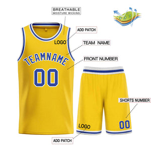 Maillot de basket-ball personnalisé jaune Royal-White Bull, ensemble classique