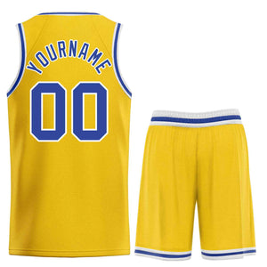 Maillot de basket-ball personnalisé jaune Royal-White Bull, ensemble classique