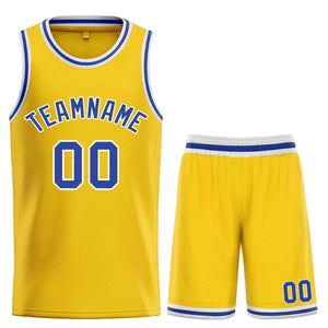 Maillot de basket-ball personnalisé jaune Royal-White Bull, ensemble classique