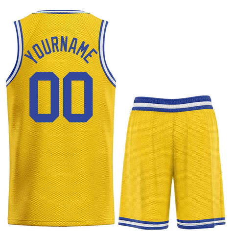 Custom Yellow Blue Bull Classic Sets Basketball Jersey