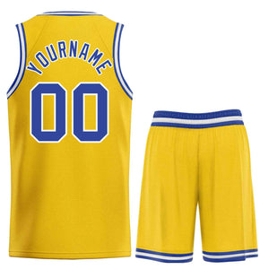 Maillot de basket-ball personnalisé jaune Royal-White Bull, ensemble classique