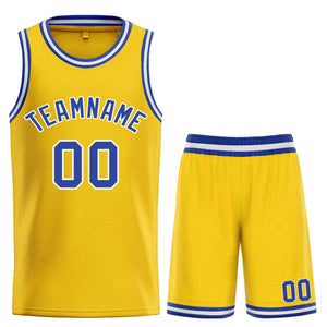 Maillot de basket-ball personnalisé jaune Royal-White Bull, ensemble classique