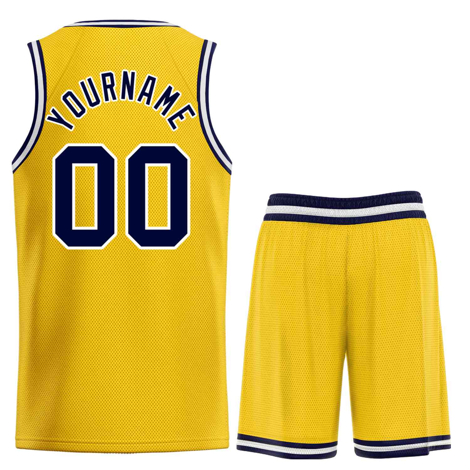 Maillot de basket-ball personnalisé, ensemble classique de taureau jaune marine-blanc