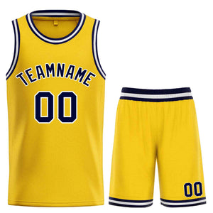 Maillot de basket-ball personnalisé, ensemble classique de taureau jaune marine-blanc