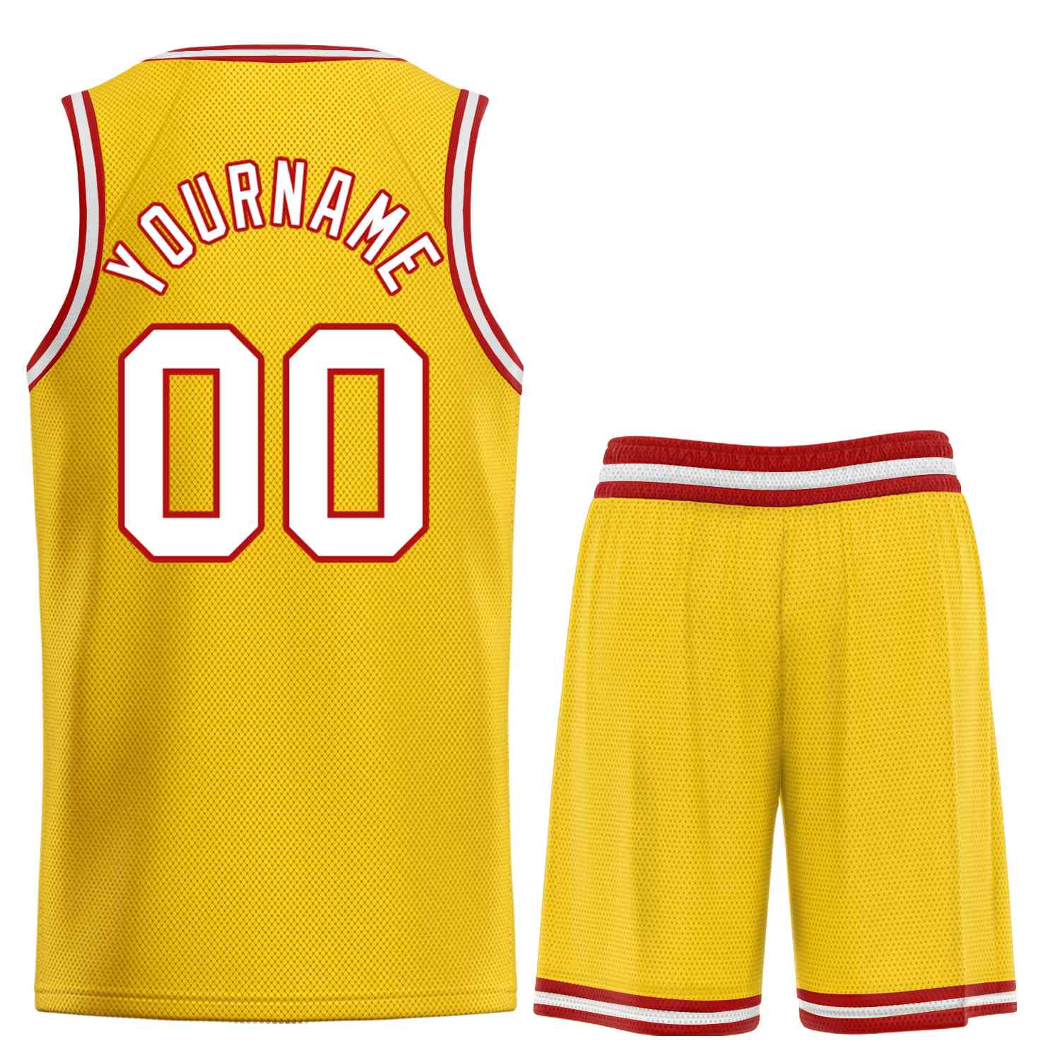 Maillot de basket-ball personnalisé jaune blanc-rouge Bull Classic