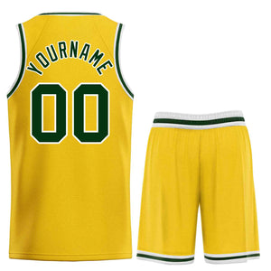 Custom Yellow Green-White Bull Classic Sets Basketball Jersey