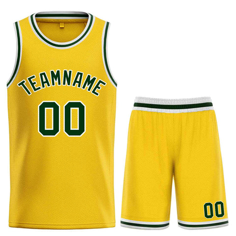 Custom Yellow Green-White Bull Classic Sets Basketball Jersey