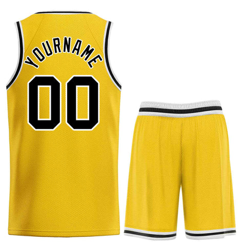 Custom Yellow Black-White Bull Classic Sets Basketball Jersey