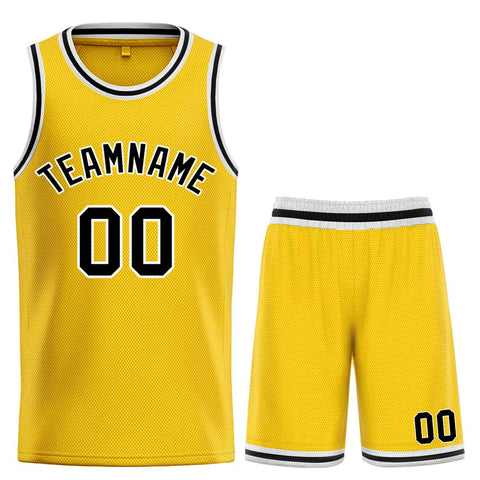 Custom Yellow Black-White Bull Classic Sets Basketball Jersey