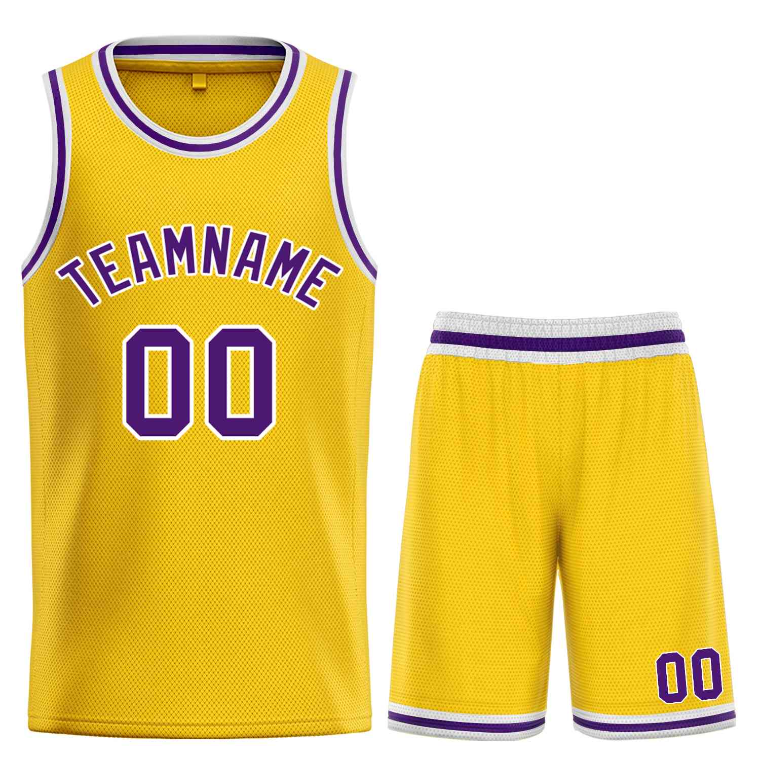 Maillot de basket-ball personnalisé, ensemble classique de taureau jaune violet-blanc