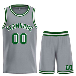 Maillot de basket-ball Bull, ensemble classique personnalisé gris foncé vert-blanc