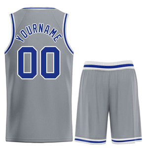 Maillot de basket-ball Bull personnalisé, gris foncé, Royal-blanc, ensembles classiques