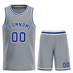 Maillot de basket-ball Bull personnalisé, gris foncé, Royal-blanc, ensembles classiques