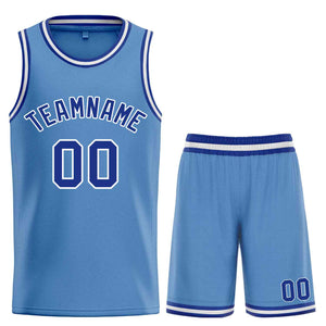 Maillot de basket-ball personnalisé bleu clair Royal-White Bull, ensembles classiques