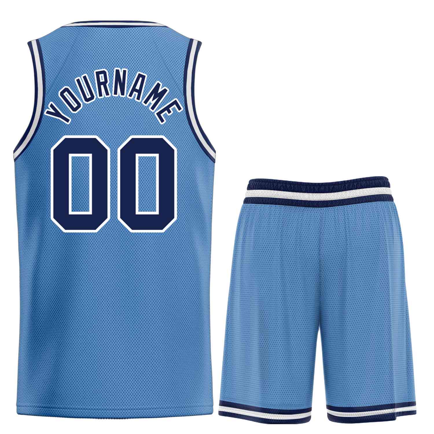 Maillot de basket-ball personnalisé, bleu clair, bleu marine et blanc, ensembles classiques de taureau