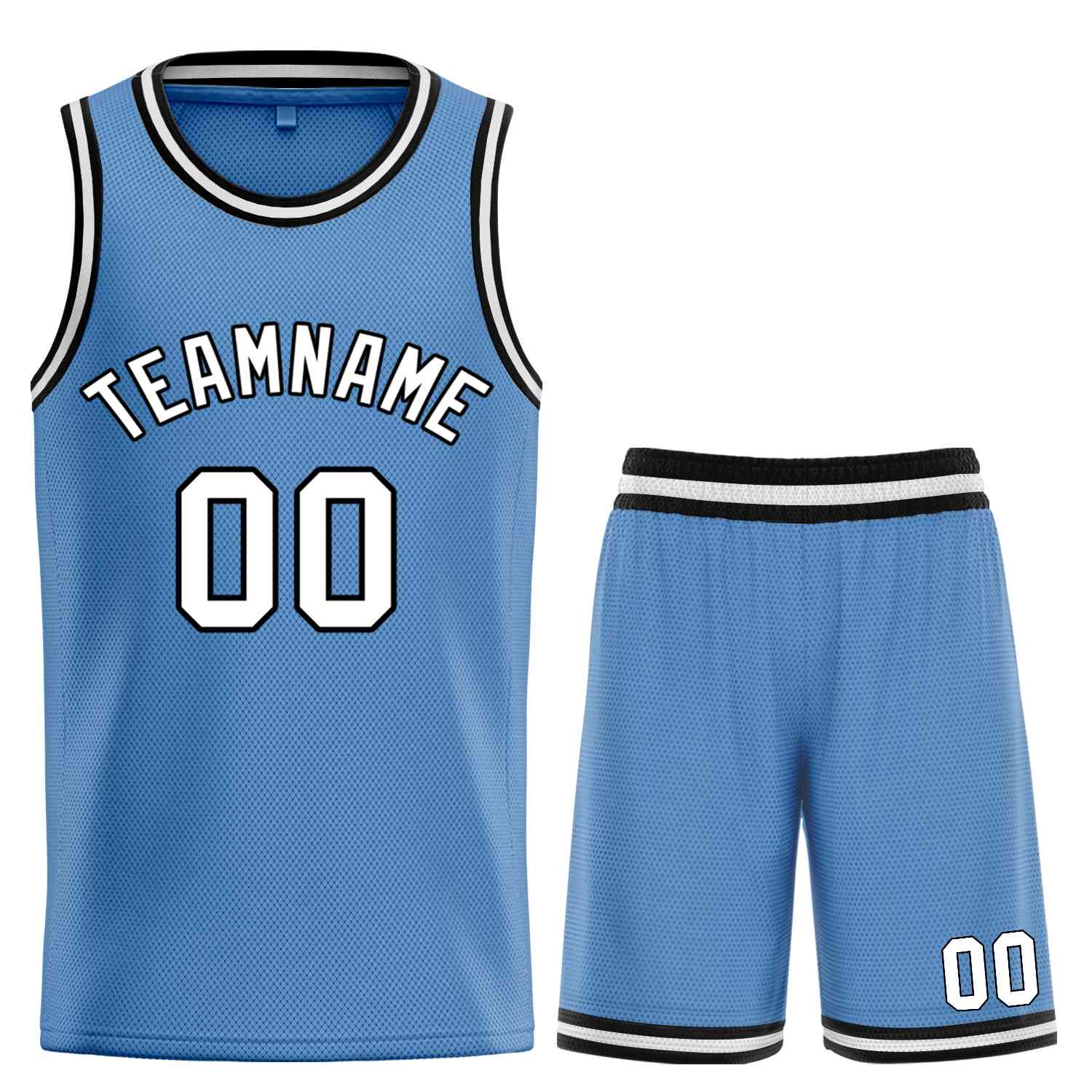 Custom Light Blue White-Black Bull Classic Sets Basketball Jersey