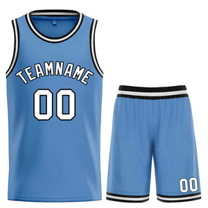 Custom Light Blue White-Black Bull Classic Sets Basketball Jersey