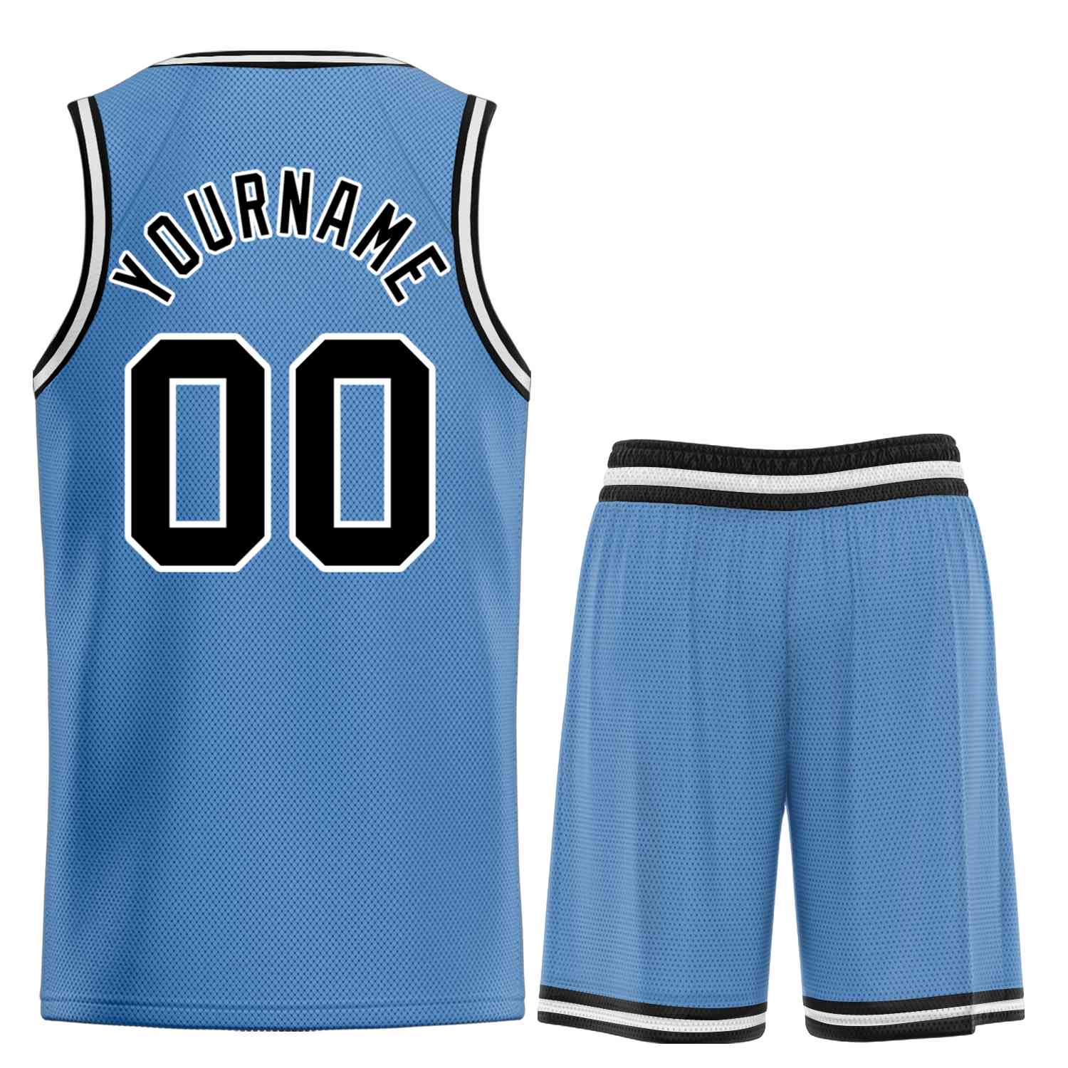 Custom Light Blue Black-White Bull Classic Sets Basketball Jersey