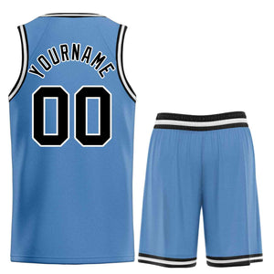 Maillot de basket-ball personnalisé, bleu clair, noir et blanc, ensembles classiques de taureau