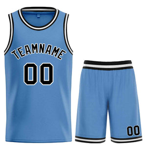 Maillot de basket-ball personnalisé, bleu clair, noir et blanc, ensembles classiques de taureau