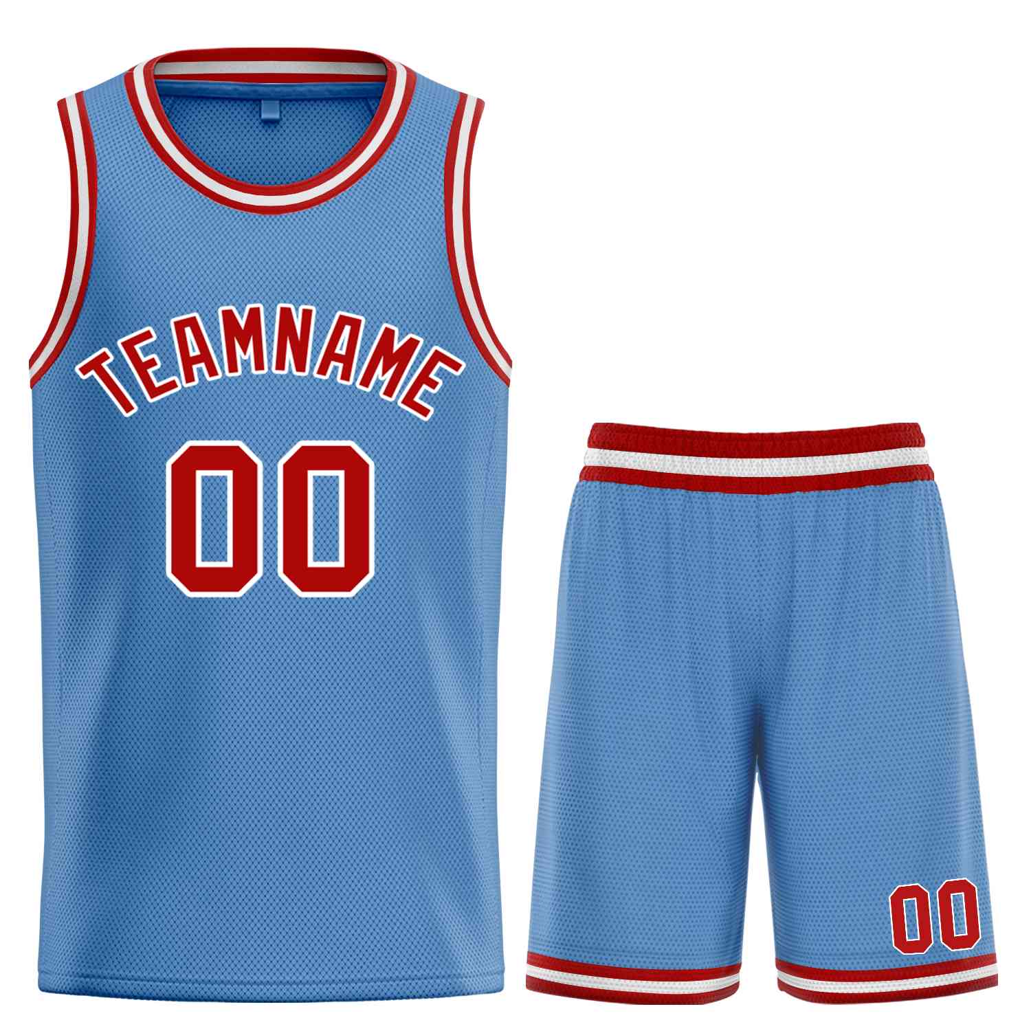 Maillot de basket-ball personnalisé, ensemble classique de taureau bleu clair rouge-blanc