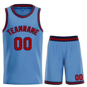 Custom Light Blue Maroon-Navy Bull Classic Sets Basketball Jersey