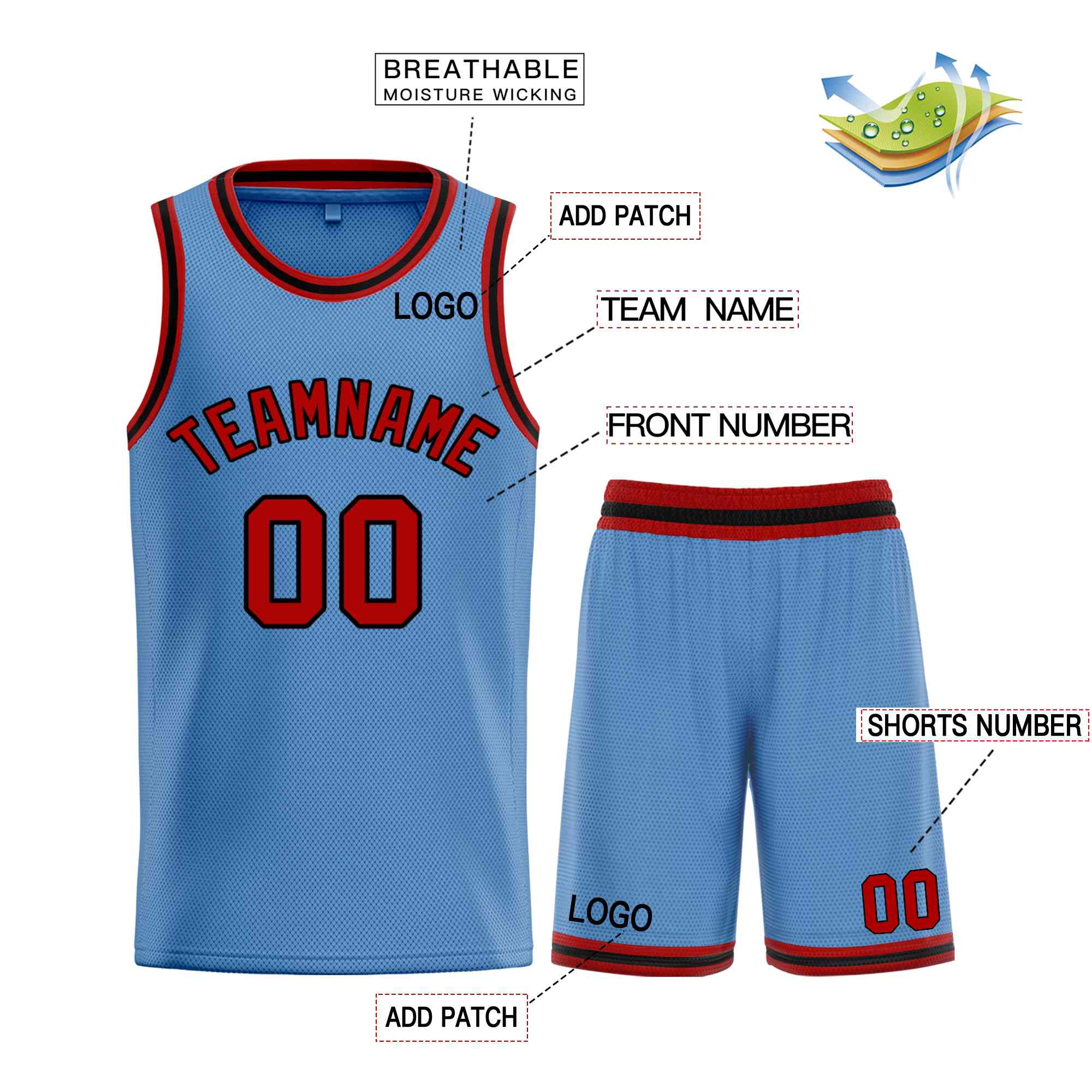 Custom Light Blue Maroon-Black Bull Classic Sets Basketball Jersey