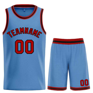 Custom Light Blue Maroon-Black Bull Classic Sets Basketball Jersey